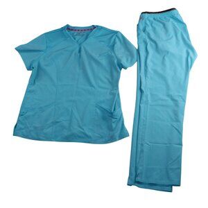 HeartSoul Unisex Size XL Light Blue Scrub Top & Bottoms Set/Lot Medical Nurse